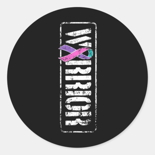 がん認識度 – 横向き軍隊戦士リブ ラウンドシール (正面)