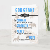 がん青色祈りの言葉と闘う男性の友人 カード (正面)