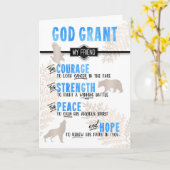 がん青色祈りの言葉と闘う男性の友人 カード (黄色い花)