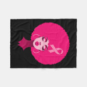 がん黒人アフリカ系アメリカ人女性がピンク3を支持 フリースブランケット (正面(横))