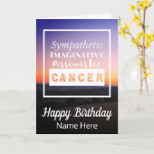 がん〔占星術の〕十二宮図おもしろい特性誕生日 カード (黄色い花)