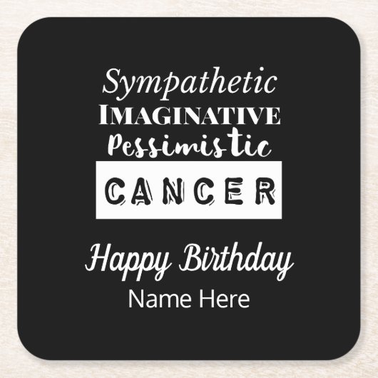 がん〔占星術の〕十二宮図おもしろい特性誕生日 スクエアペーパーコースター (正面)