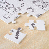 がん〔占星術の〕十二宮図ウィスパーズ – モノクロ魔法パターン ジグソーパズル (側面)