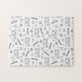 がん〔占星術の〕十二宮図ウィスパーズ – モノクロ魔法パターン ジグソーパズル (横)