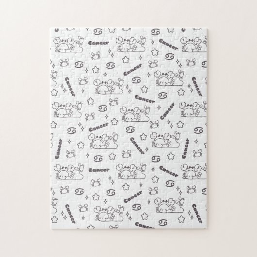 がん〔占星術の〕十二宮図ウィスパーズ – モノクロ魔法パターン ジグソーパズル (縦)