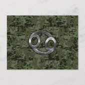 がん〔占星術の〕十二宮図サインオンオリーブグリーンデジタル迷彩柄 ポストカード (正面)