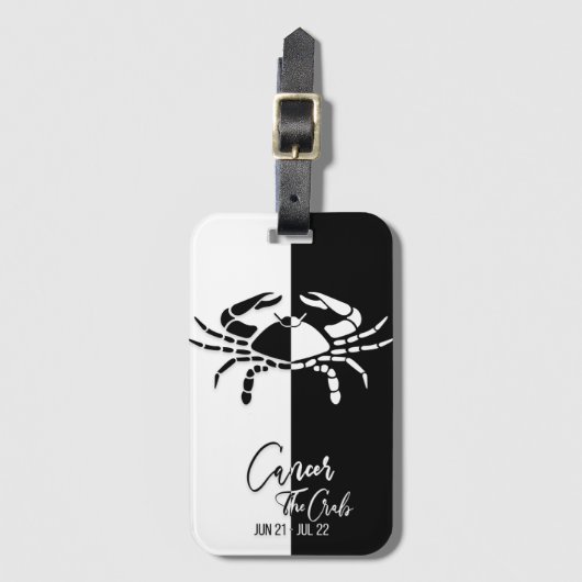 がん〔占星術の〕十二宮図サインブラック&ホワイト荷物タグ ラゲッジタグ (正面縦)