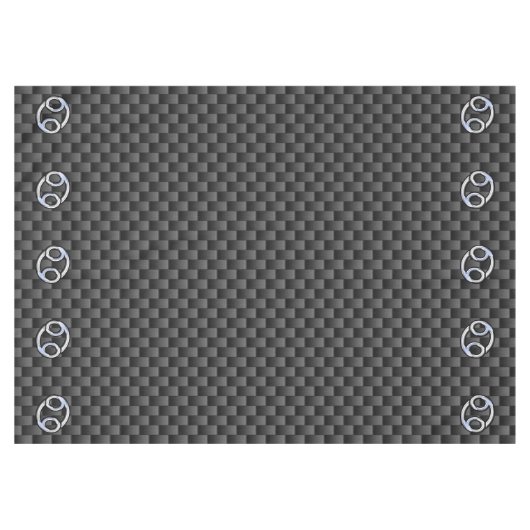 がん〔占星術の〕十二宮図サイン炭炭素繊維プリント テーブルクロス (正面(横))