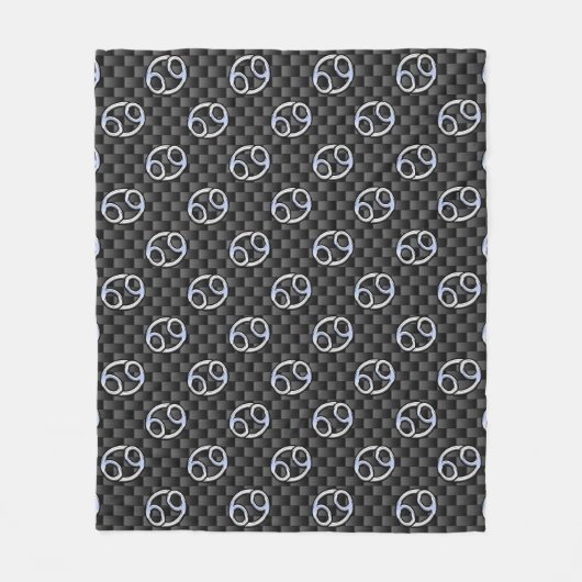 がん〔占星術の〕十二宮図サイン炭炭素繊維プリント フリースブランケット (正面)