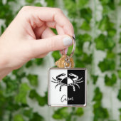 がん〔占星術の〕十二宮図サイン、白黒キーチェーン キーホルダー (手)