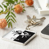 がん〔占星術の〕十二宮図サイン、白黒キーチェーン キーホルダー (側面)