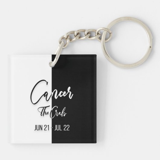 がん〔占星術の〕十二宮図サイン、白黒キーチェーン キーホルダー (裏面)