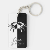 がん〔占星術の〕十二宮図サイン、白黒キーチェーン キーホルダー (裏面)
