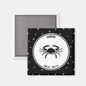 がん〔占星術の〕十二宮図サイン、白黒マグネット マグネット (正面/裏面)