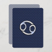 がん〔占星術の〕十二宮図シンボルネイビーブルーカーボンファイバープリント (正面/裏面)