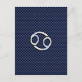 がん〔占星術の〕十二宮図シンボルネイビーブルーカーボンファイバープリント ポストカード (正面)