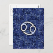 がん〔占星術の〕十二宮図シンボルネイビーブルーデジタルカモフラージュ ポストカード (正面/裏面)