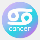 がん〔占星術の〕十二宮図ブルーパープル占星術星印 ラウンドシール (正面)