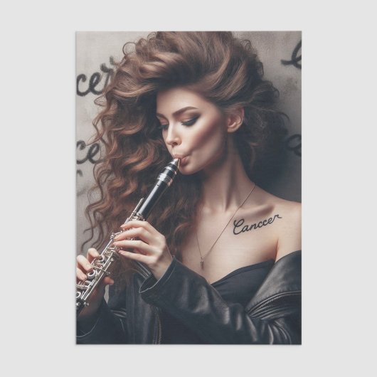 がん〔占星術の〕十二宮図ミュージシャンクラリネットデクページ 薄葉紙