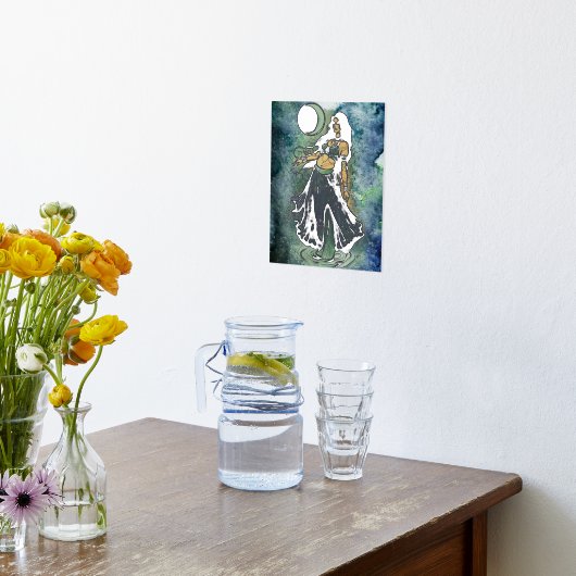 がん〔占星術の〕十二宮図ムーンチャイルドガ女神ベリーダンサー 箔ポスター (レイダウン (キッチン))