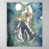 がん〔占星術の〕十二宮図ムーンチャイルドガ女神ベリーダンサー 箔ポスター (正面)