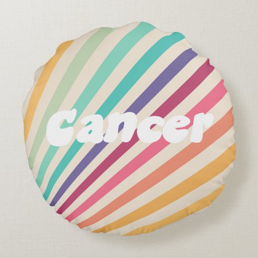 がん〔占星術の〕十二宮図レトロレインボーアストロロジー ラウンドクッション (裏面)