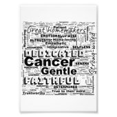 がん〔占星術の〕十二宮図ワードクラウドインスピレーション招待状 フォトプリント            (正面)
