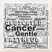 がん〔占星術の〕十二宮図ワードクラウドインスピレーション ガラスコースター (正面)