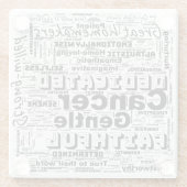 がん〔占星術の〕十二宮図ワードクラウドインスピレーション ガラスコースター (裏面)