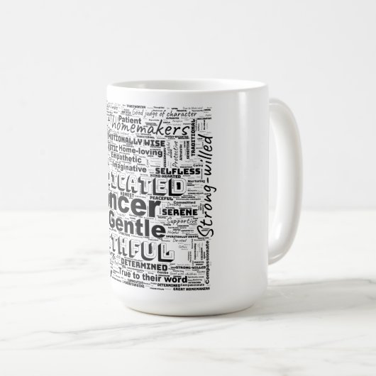 がん〔占星術の〕十二宮図ワードクラウドインスピレーション コーヒーマグカップ (正面右)