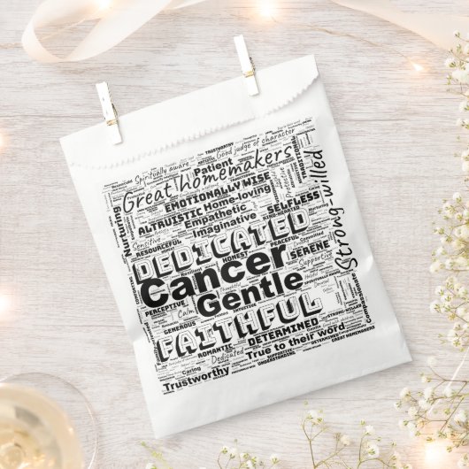 がん〔占星術の〕十二宮図ワードクラウドインスピレーション フェイバーバッグ (クリップ留めされた状態)