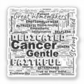 がん〔占星術の〕十二宮図ワードクラウドインスピレーションViynlステッカー シール (正面)