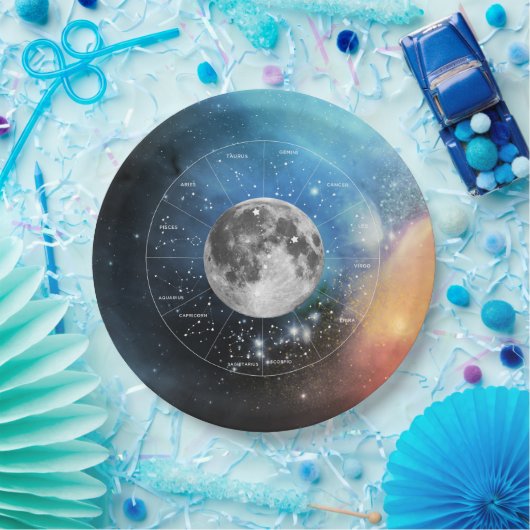 がん〔占星術の〕十二宮図占星術の徴候 – 月面 ペーパープレート (パーティー)