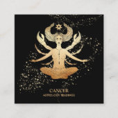 *~*がん〔占星術の〕十二宮図占星読術の金ゴールドと黒 スクエア名刺 (正面)
