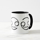 がん、〔占星術の〕十二宮図徴候抽象デザイン、 マグカップ (正面右)