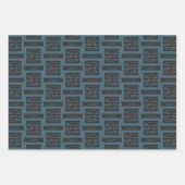 がん〔占星術の〕十二宮図徴候誕生日おもしろい引用文ブルー文字 ラッピングペーパーシート (正面)