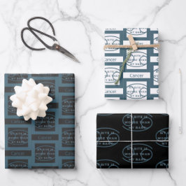 がん〔占星術の〕十二宮図徴候誕生日おもしろい引用文ブルー文字 ラッピングペーパーシート