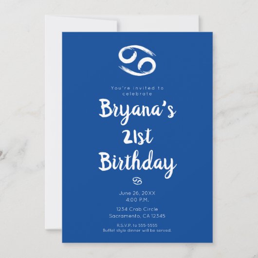 がん〔占星術の〕十二宮図星占い6月7月バースデーパーティー 招待状 (正面)