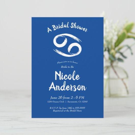 がん〔占星術の〕十二宮図星占い6月7月ブライダルシャワー 招待状 (スタンド正面)