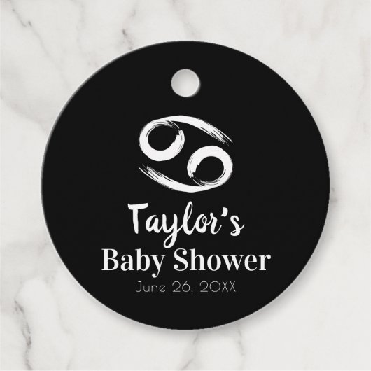 がん〔占星術の〕十二宮図星占い6月7月ベイビーシャワー フェイバータグ (正面)