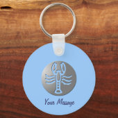 がん〔占星術の〕十二宮図星印プレミアムシルバー キーホルダー (正面)