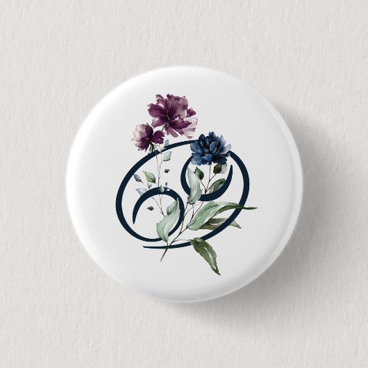 がん〔占星術の〕十二宮図星座 缶バッジ (正面)