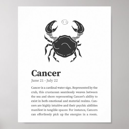 がん〔占星術の〕十二宮図標識ポスター ポスター (正面)