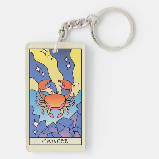がん〔占星術の〕十二宮図標識抽象芸術アートヴィンテージ キーホルダー (裏面)