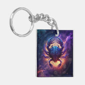 がん〔占星術の〕十二宮図標識水カラーデザイン キーホルダー (正面左)