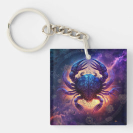 がん〔占星術の〕十二宮図標識水カラーデザイン キーホルダー