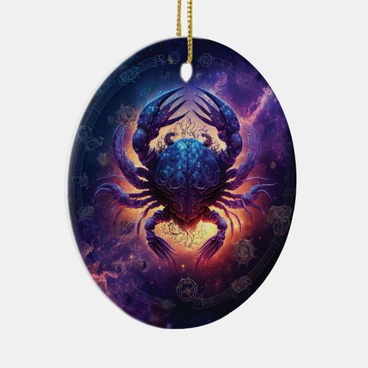 がん〔占星術の〕十二宮図標識水カラーデザイン セラミックオーナメント (右)