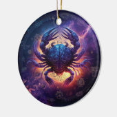 がん〔占星術の〕十二宮図標識水カラーデザイン セラミックオーナメント (左)