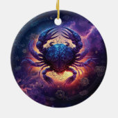 がん〔占星術の〕十二宮図標識水カラーデザイン セラミックオーナメント (裏面)