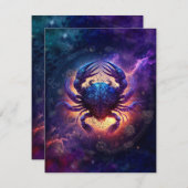 がん〔占星術の〕十二宮図標識水カラーデザイン ノートカード (正面/裏面)